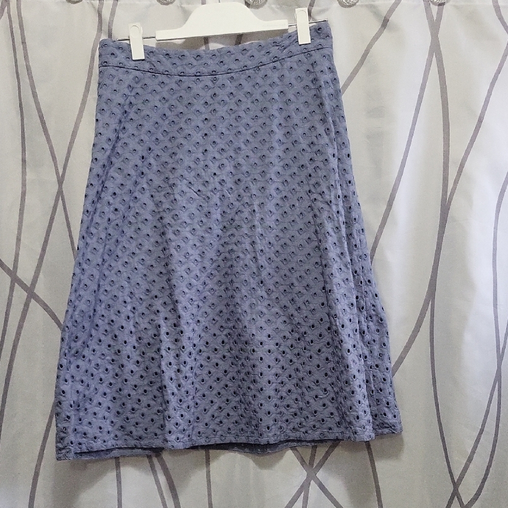 LOFT Textured A-Line Skirt in Light Blue
